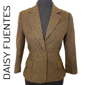 Daisy Fuentes Petites Dark Brown Combo Blazer Women’s Size 10P Suit Jacket